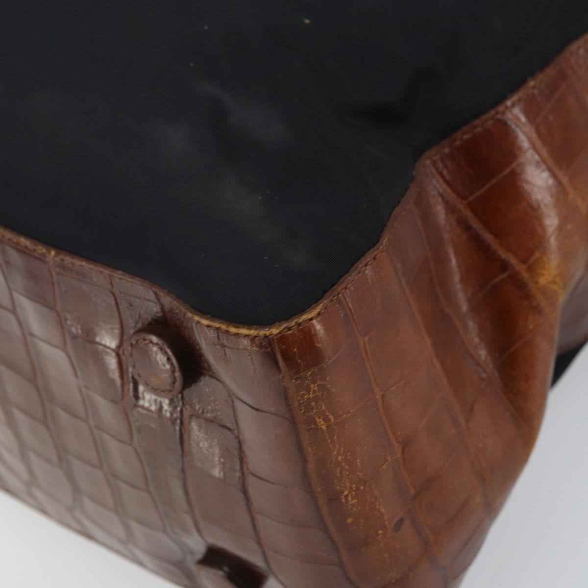 PRADA Hand Bag Nylon Leather Black Silver Auth 166695