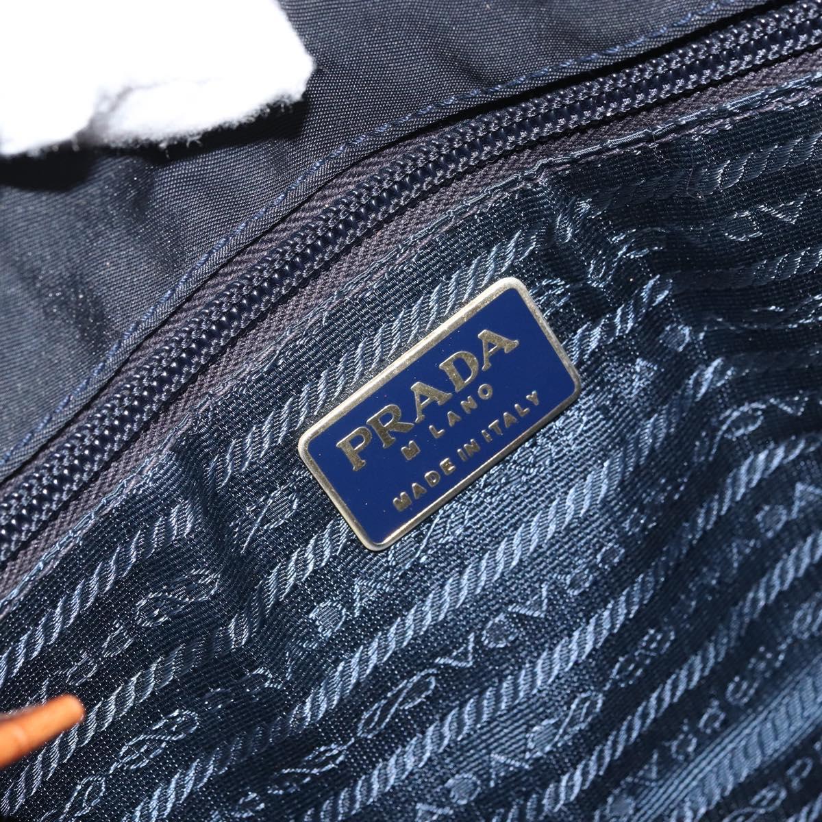 PRADA Hand Bag Nylon Leather Black Silver Auth 166695