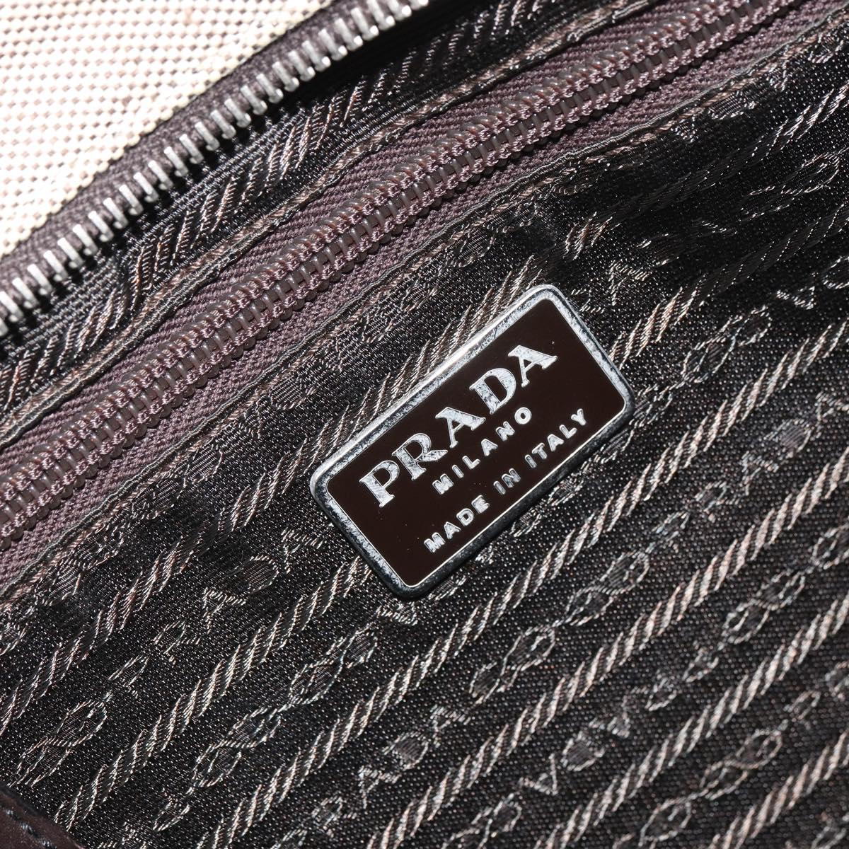 PRADA Sports Backpack Canvas Beige Silver Auth 166696