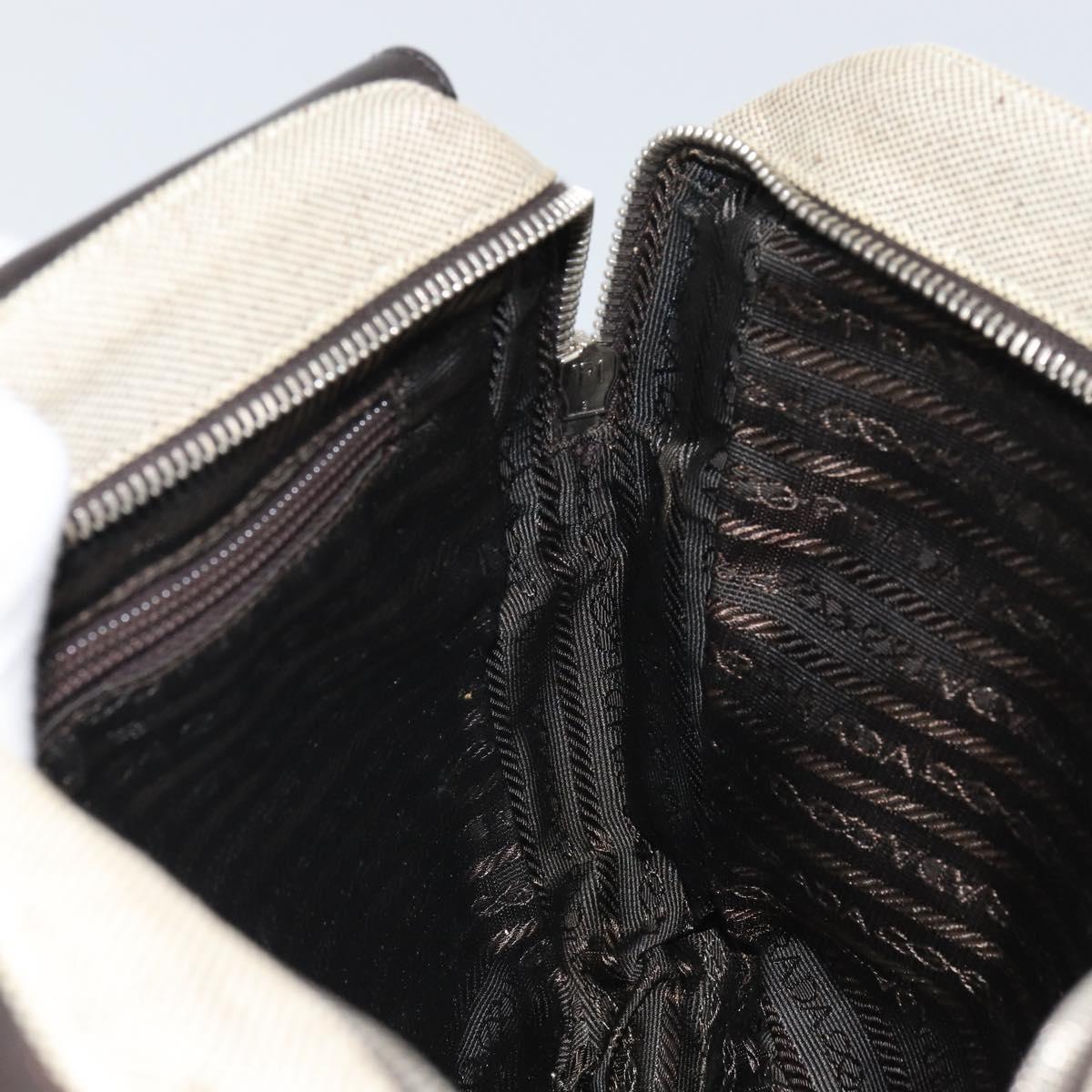 PRADA Sports Backpack Canvas Beige Silver Auth 166696