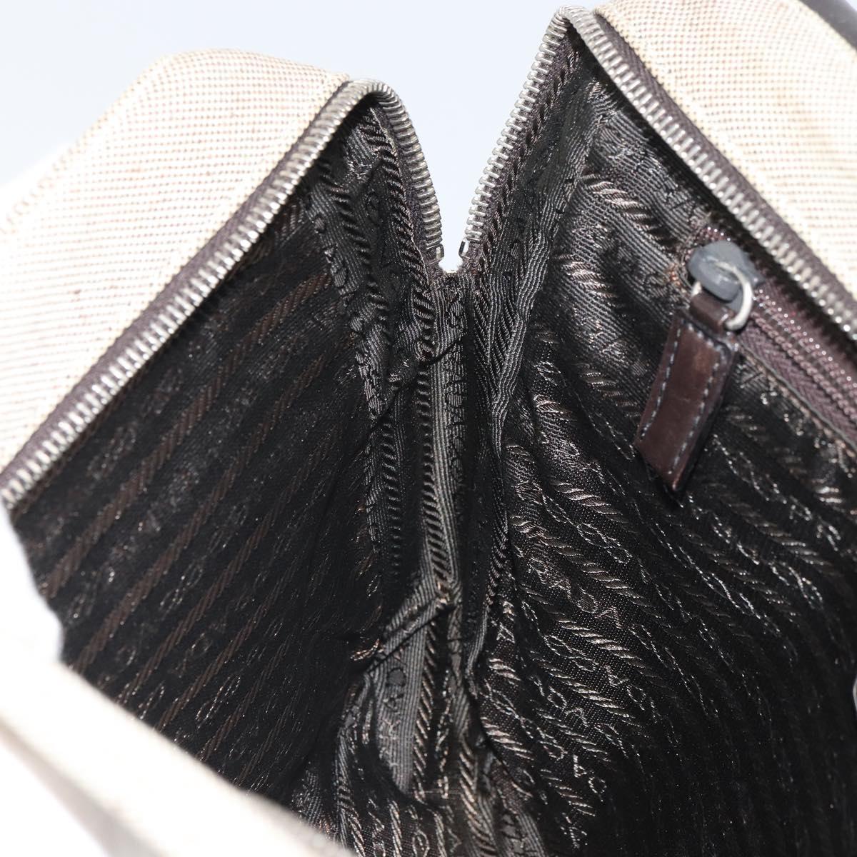 PRADA Sports Backpack Canvas Beige Silver Auth 166696