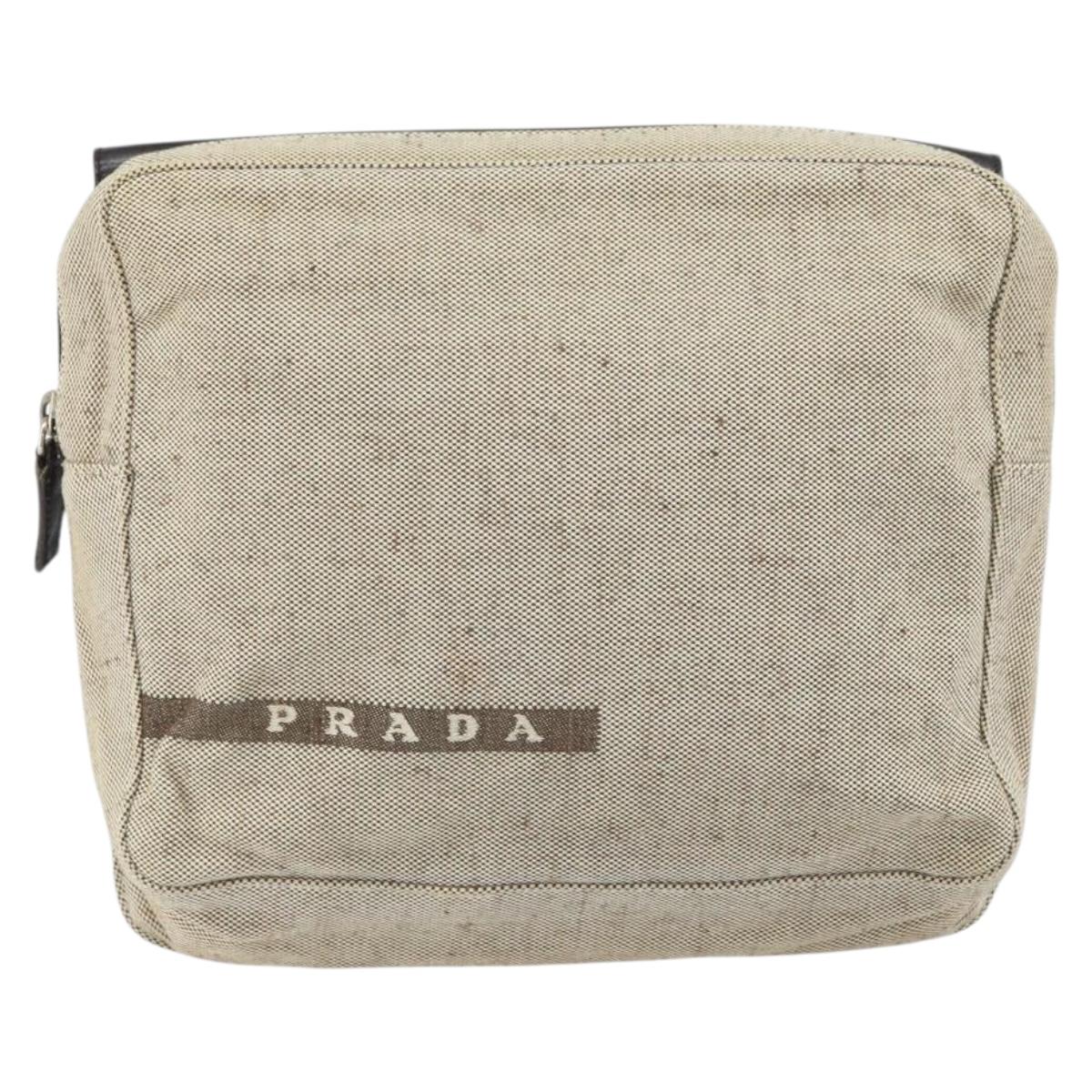 PRADA Sports Backpack Canvas Beige Silver Auth 166696
