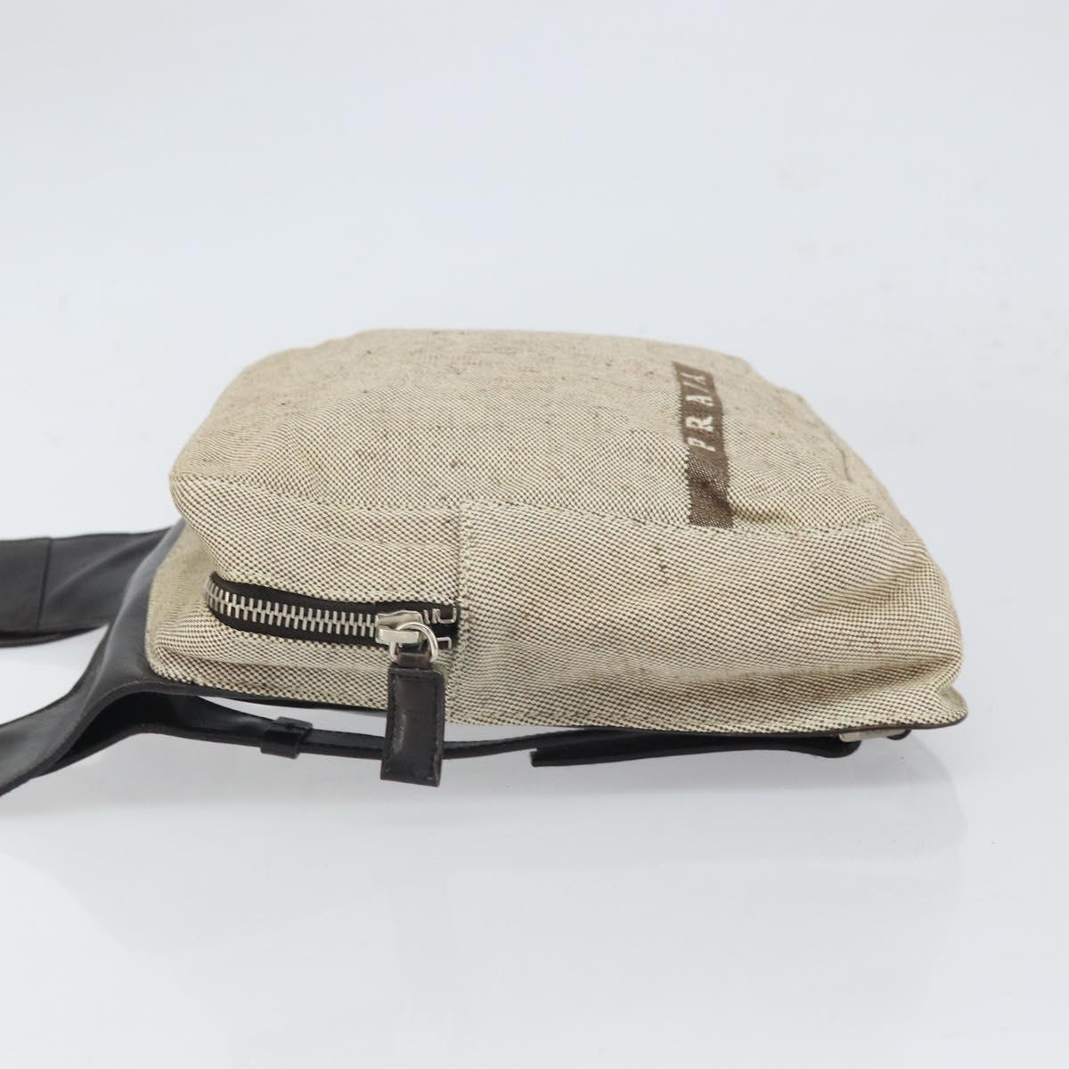 PRADA Sports Backpack Canvas Beige Silver Auth 166696