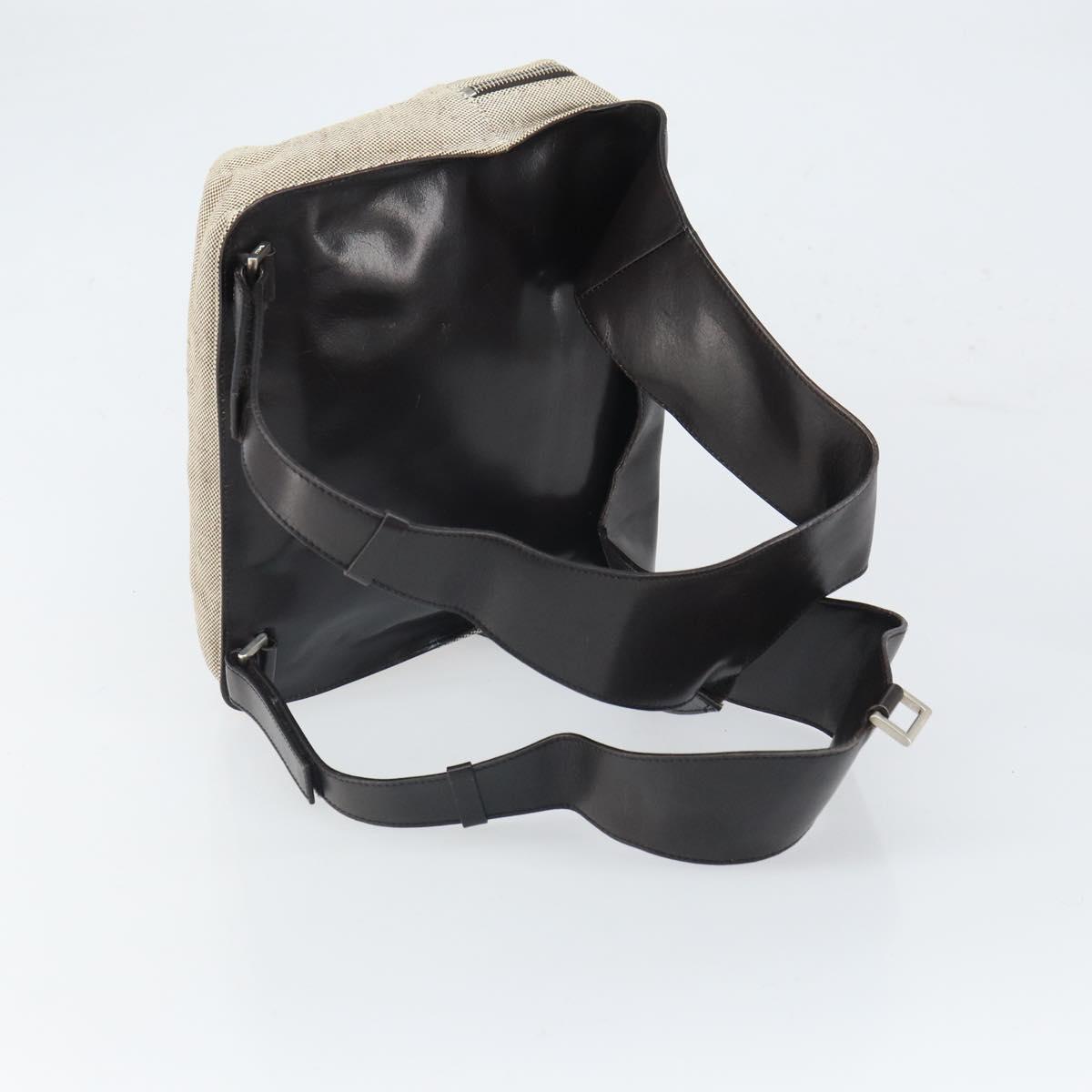 PRADA Sports Backpack Canvas Beige Silver Auth 166696