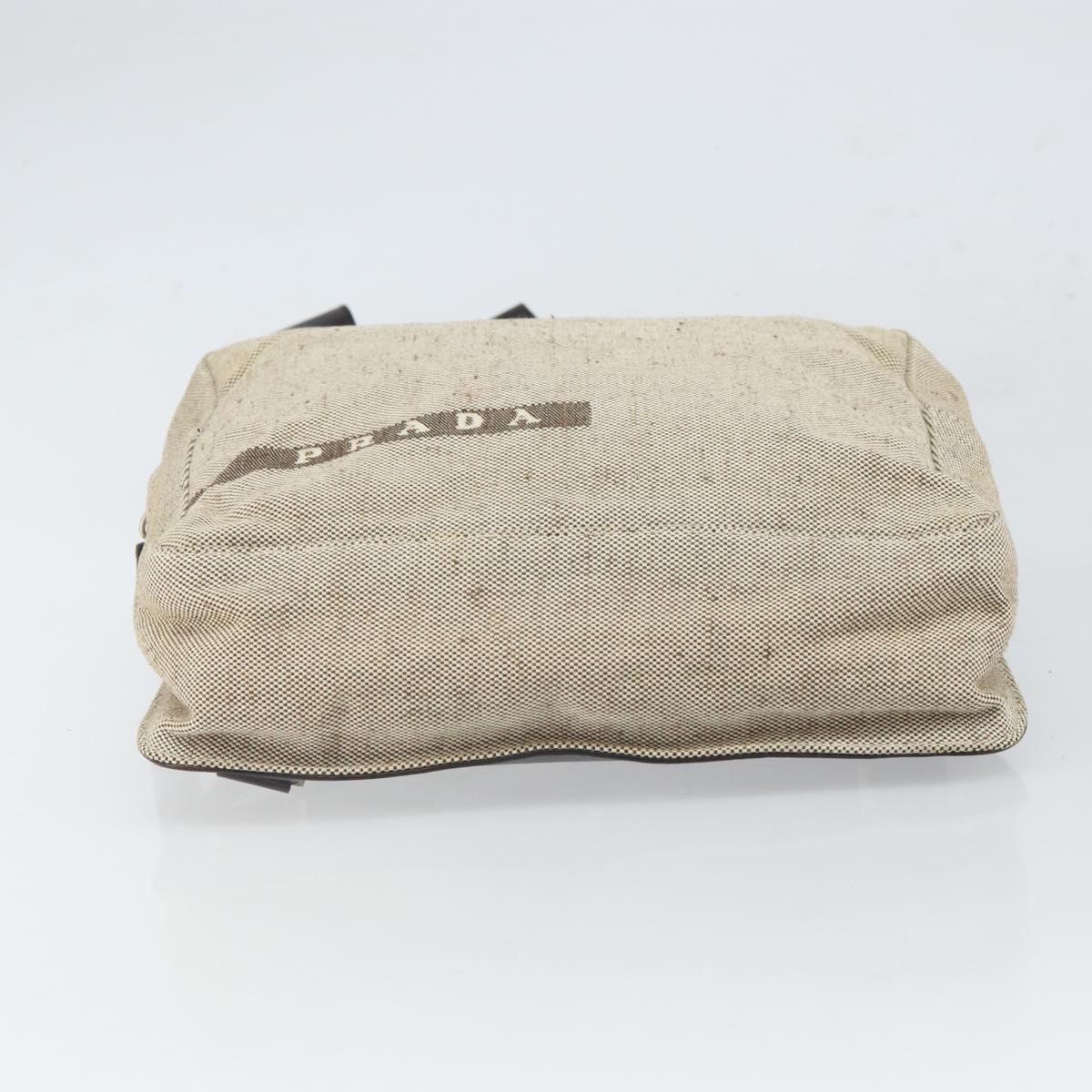 PRADA Sports Backpack Canvas Beige Silver Auth 166696