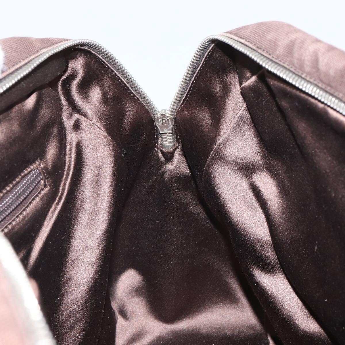 PRADA Hand Bag Canvas Silver Brown Auth 166697