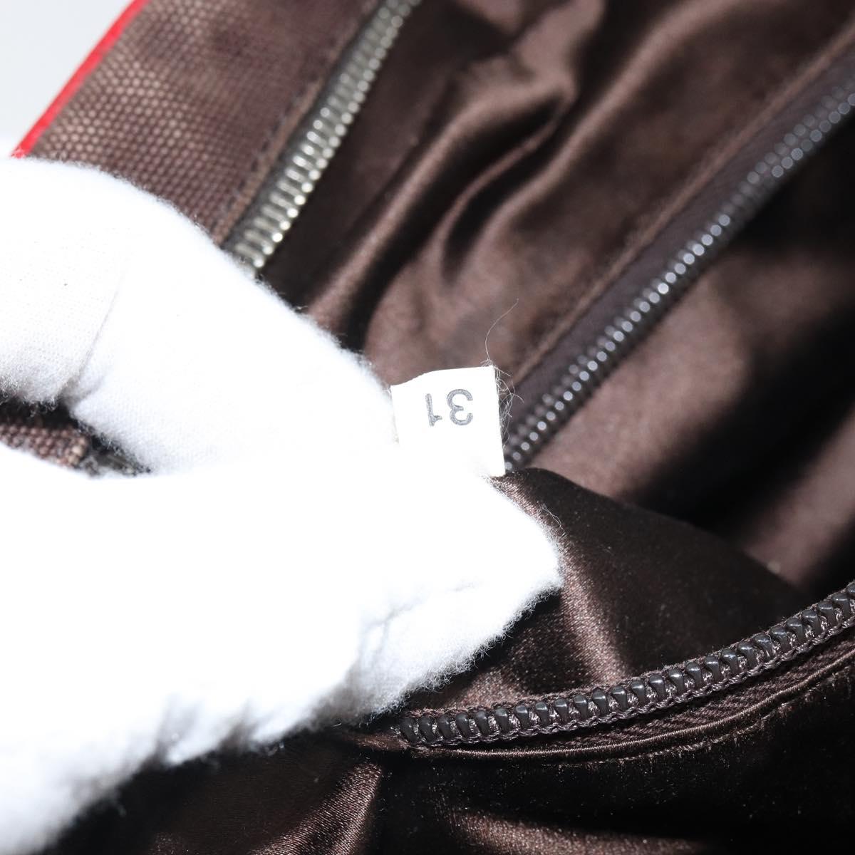 PRADA Hand Bag Canvas Silver Brown Auth 166697