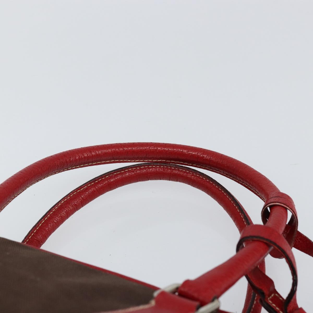 PRADA Hand Bag Canvas Silver Brown Auth 166697