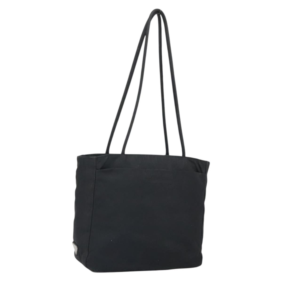 PRADA Tote Bag Nylon Black Silver Auth 166698