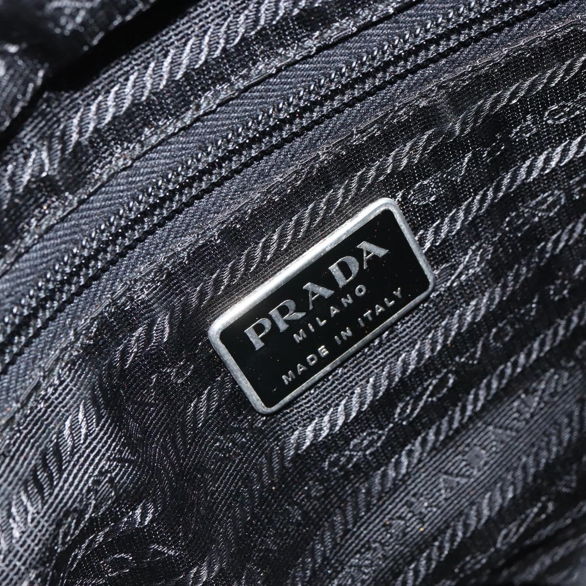 PRADA Tote Bag Nylon Black Silver Auth 166698
