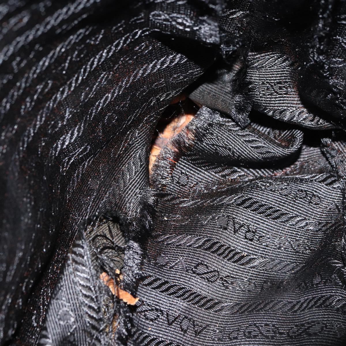 PRADA Tote Bag Nylon Black Silver Auth 166698