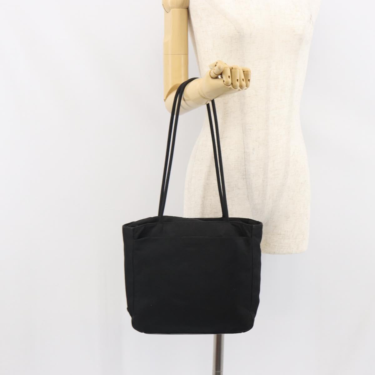 PRADA Tote Bag Nylon Black Silver Auth 166698