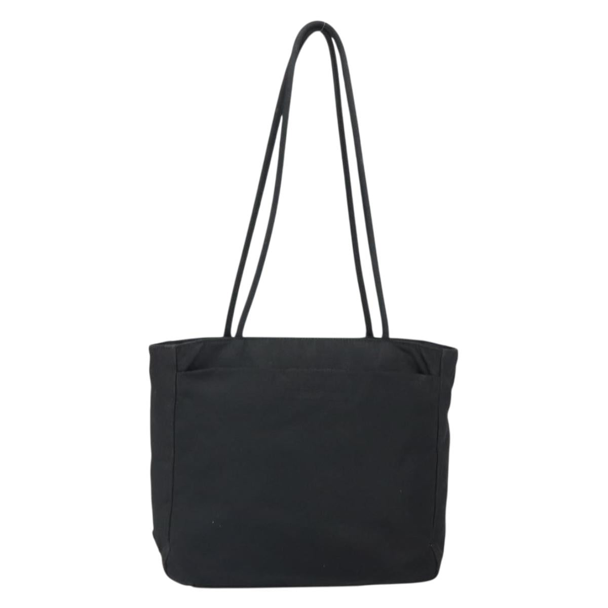 PRADA Tote Bag Nylon Black Silver Auth 166698