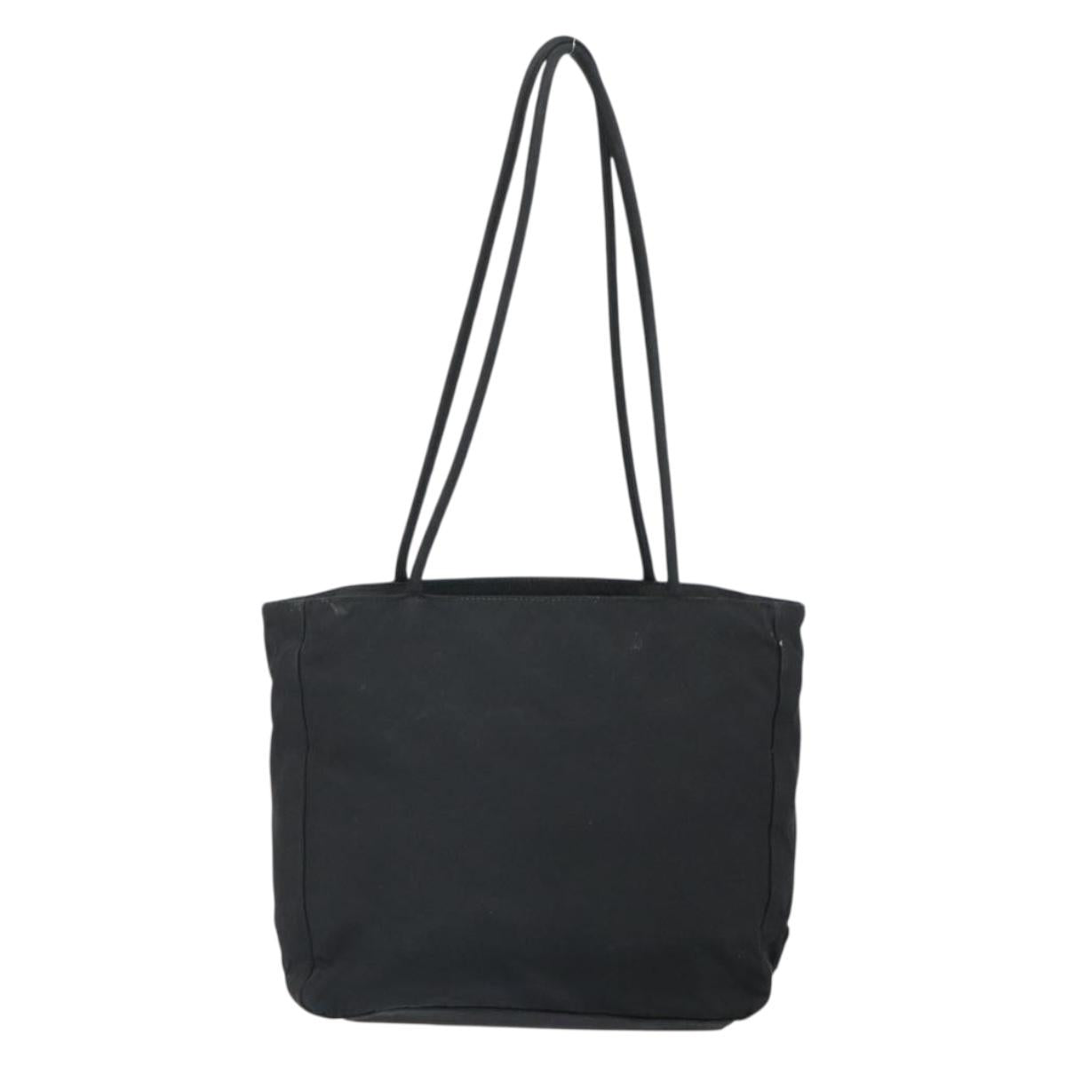 PRADA Tote Bag Nylon Black Silver Auth 166698