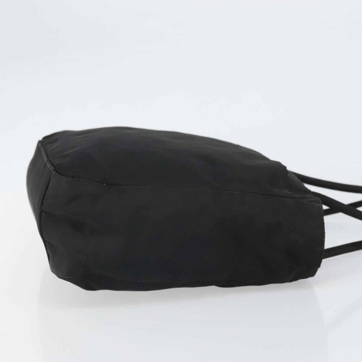 PRADA Tote Bag Nylon Black Silver Auth 166698