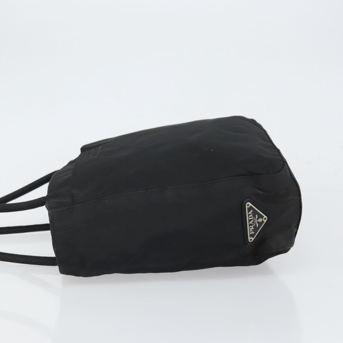 PRADA Tote Bag Nylon Black Silver Auth 166698