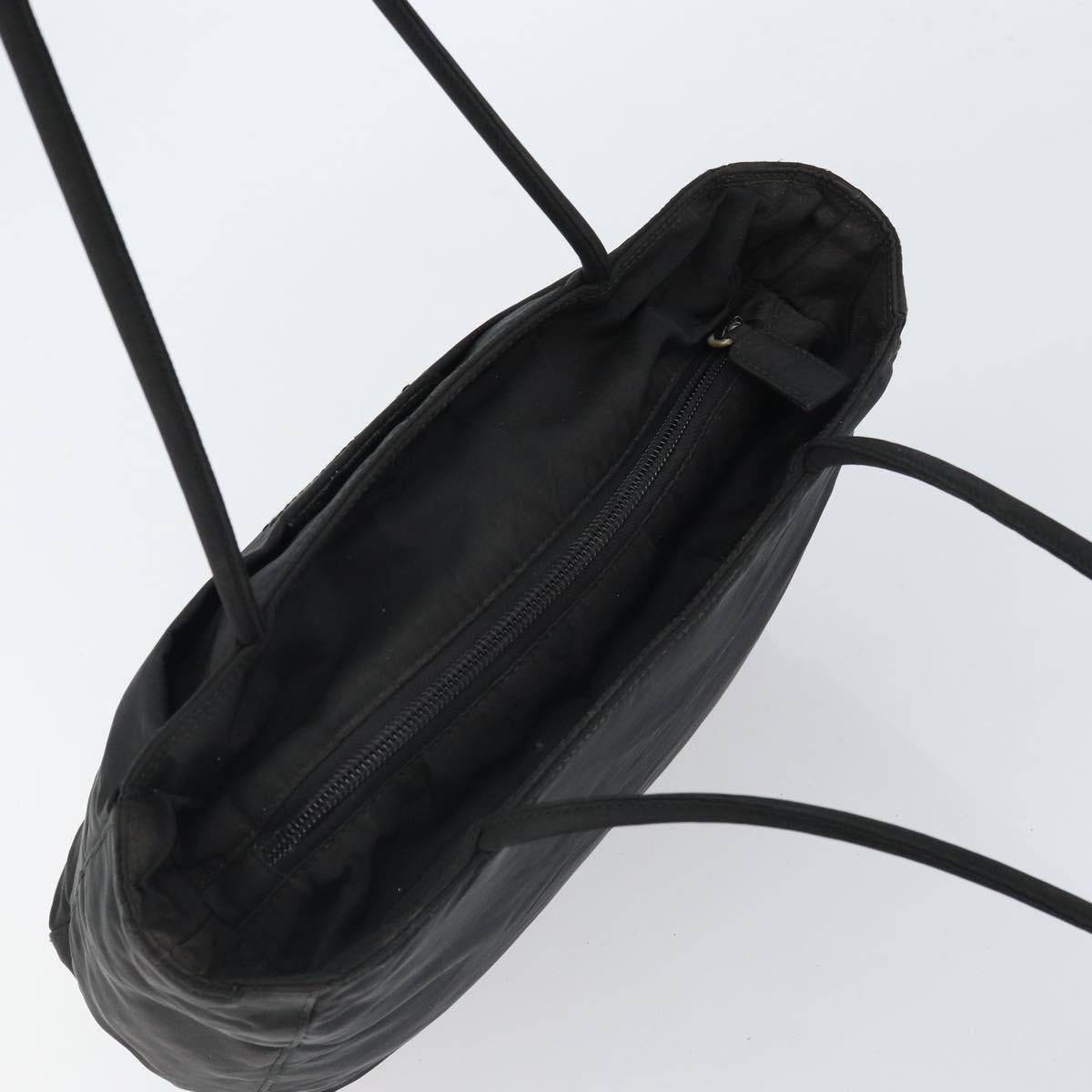 PRADA Tote Bag Nylon Black Silver Auth 166698