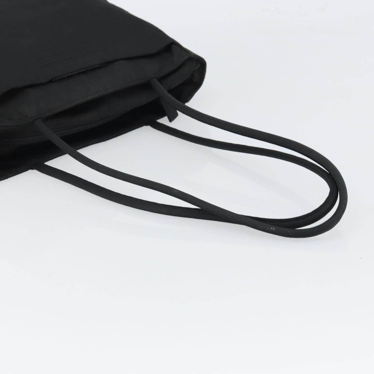 PRADA Tote Bag Nylon Black Silver Auth 166698