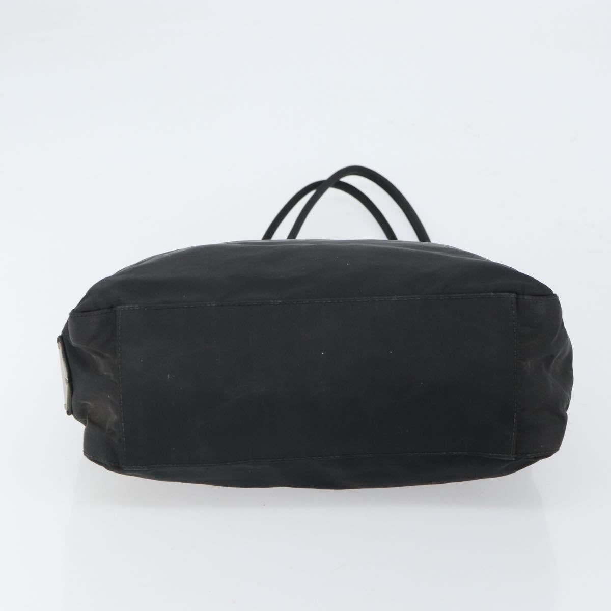 PRADA Tote Bag Nylon Black Silver Auth 166698