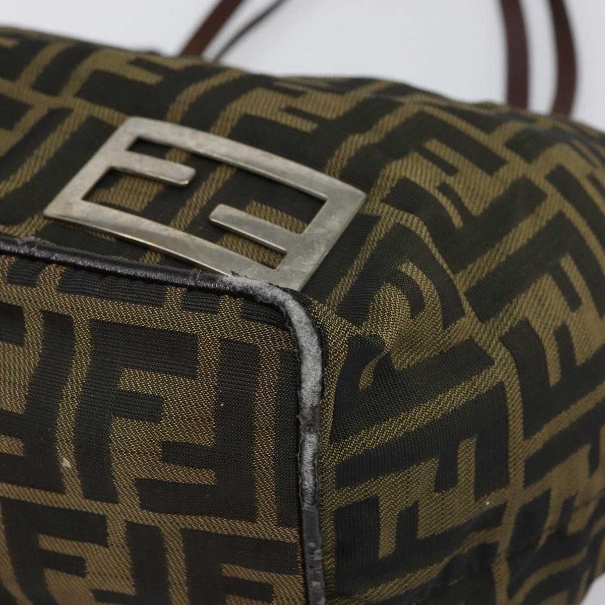 FENDI Zucca Canvas Tote Bag Black Brown Auth 166699
