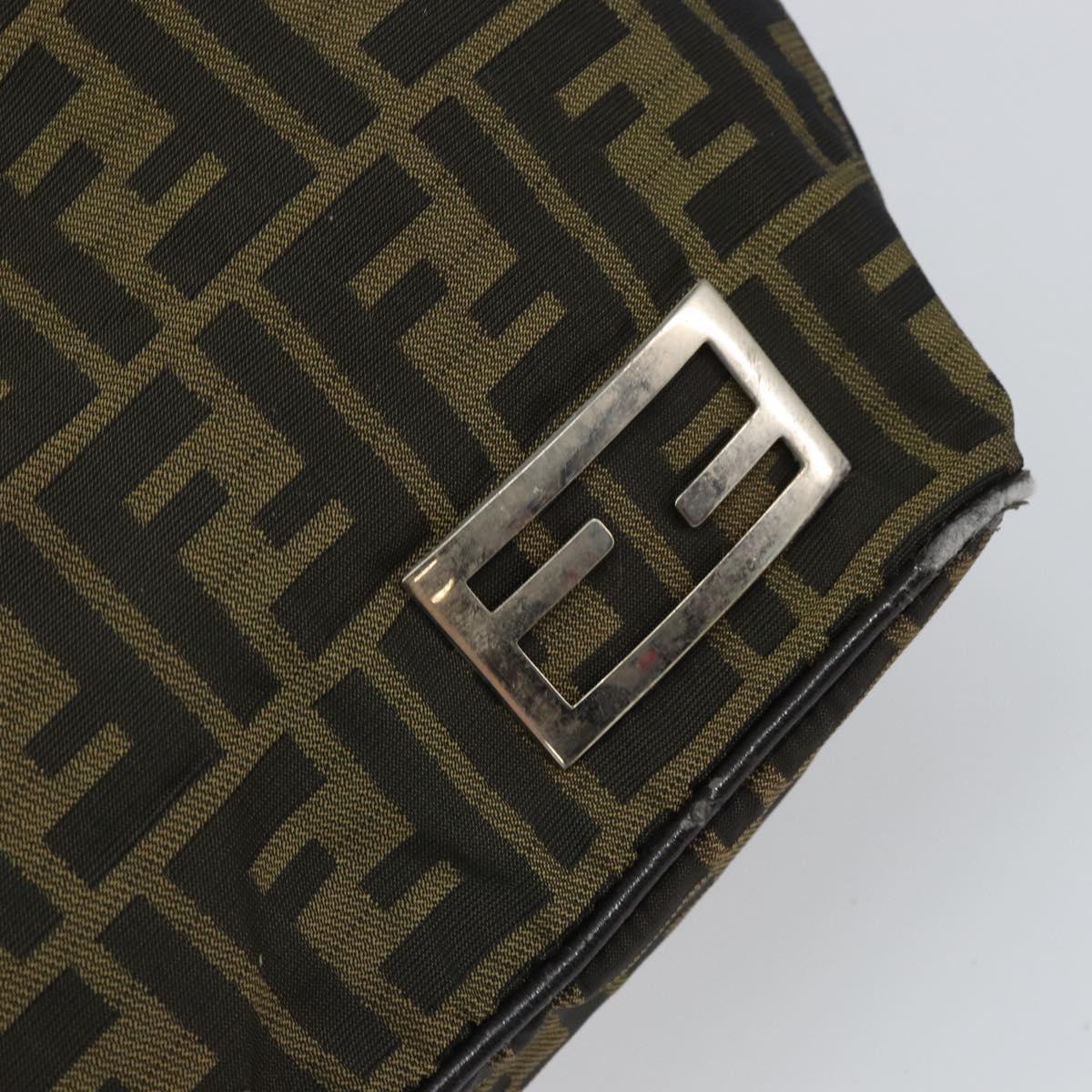 FENDI Zucca Canvas Tote Bag Black Brown Auth 166699