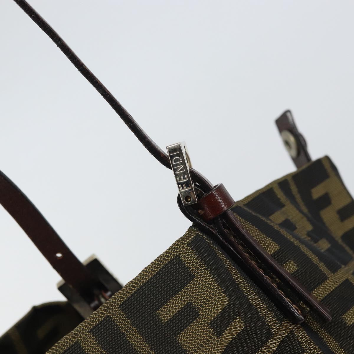 FENDI Zucca Canvas Tote Bag Black Brown Auth 166699