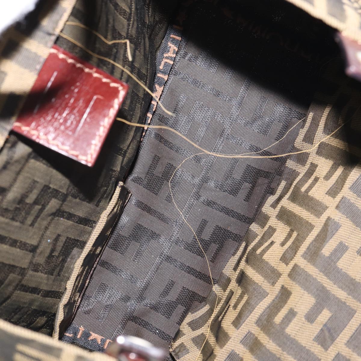 FENDI Zucca Canvas Tote Bag Black Brown Auth 166699