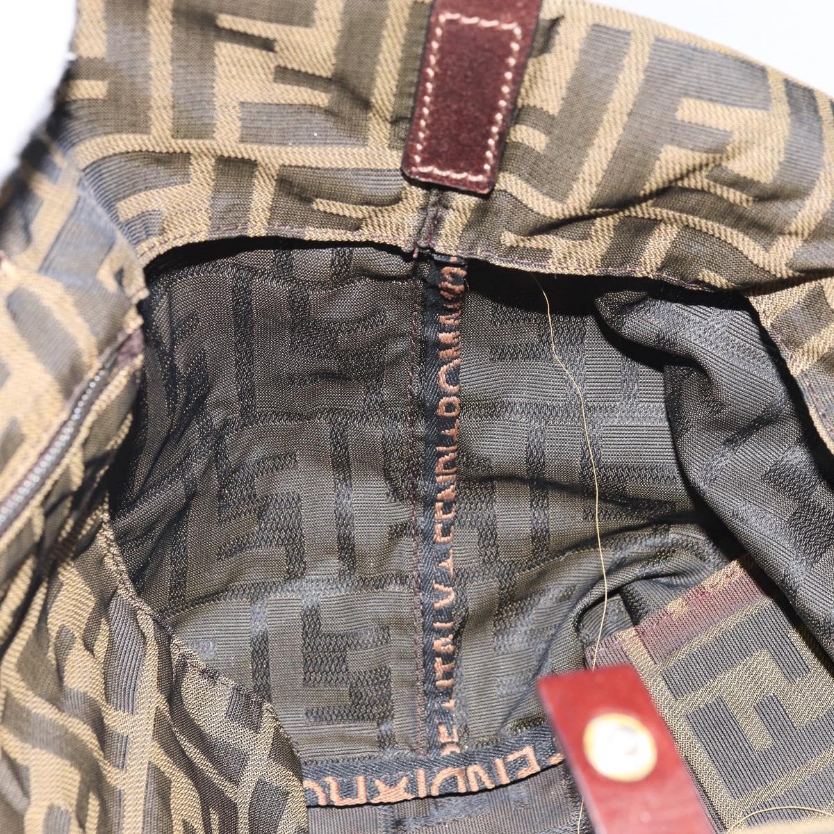 FENDI Zucca Canvas Tote Bag Black Brown Auth 166699