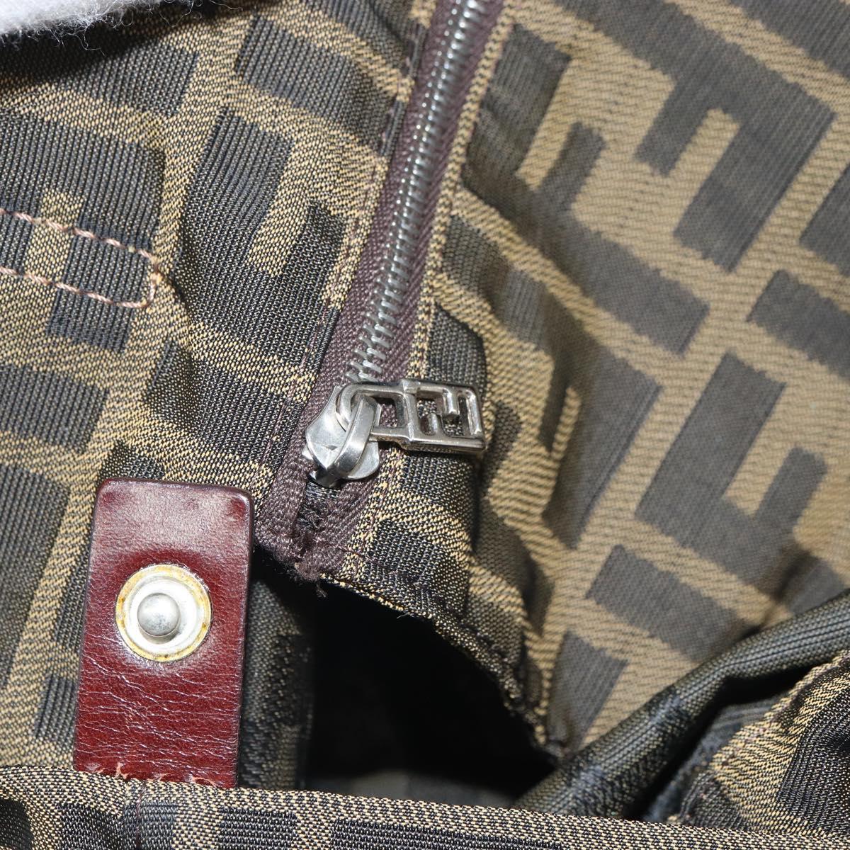 FENDI Zucca Canvas Tote Bag Black Brown Auth 166699