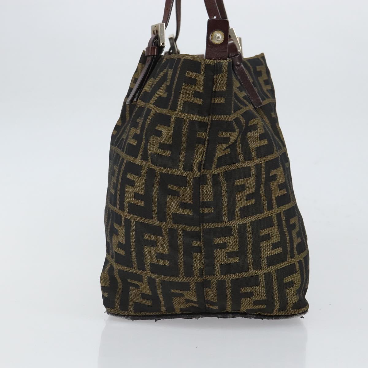 FENDI Zucca Canvas Tote Bag Black Brown Auth 166699