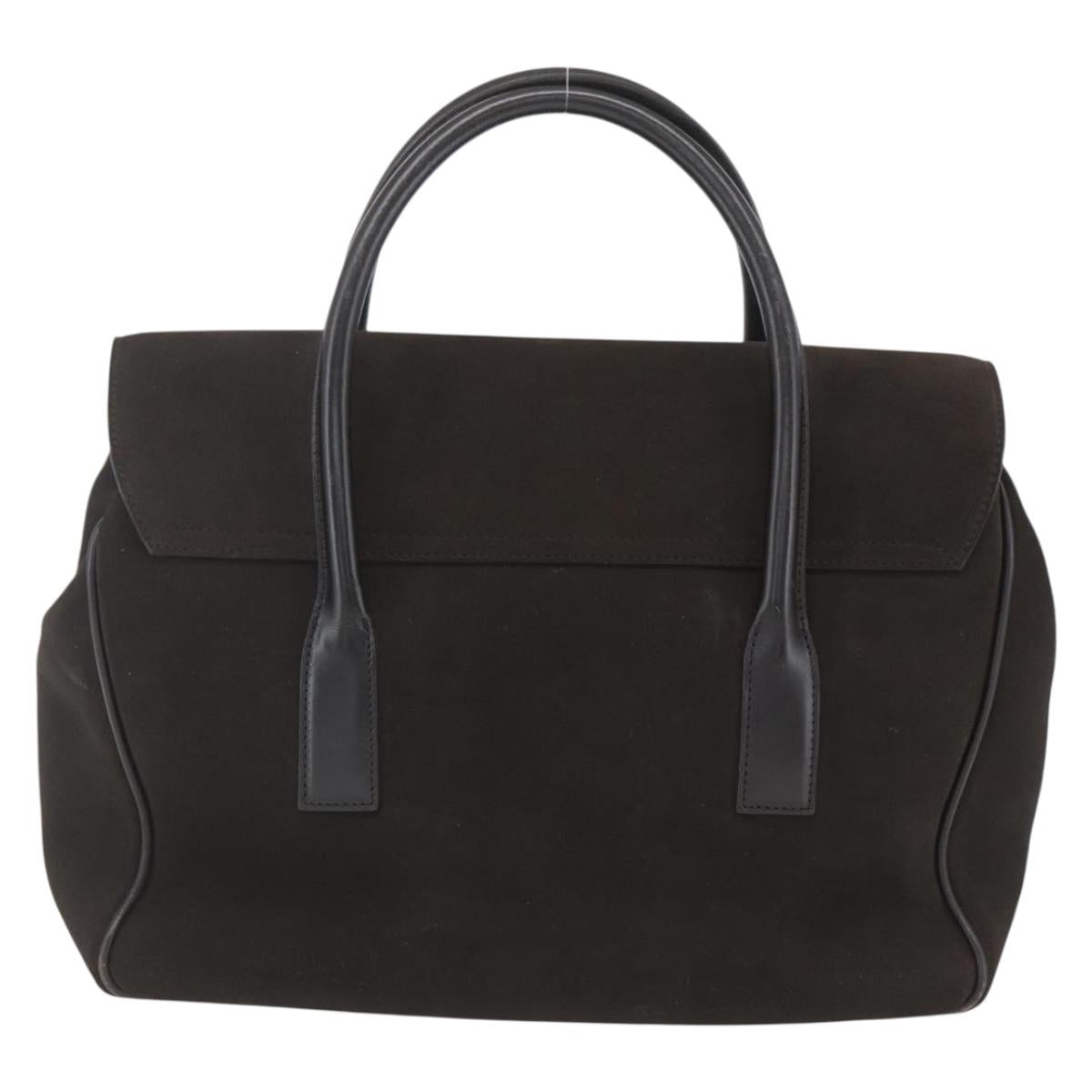 GUCCI Hand Bag Suede Brown Silver 000 0844 Auth 166700