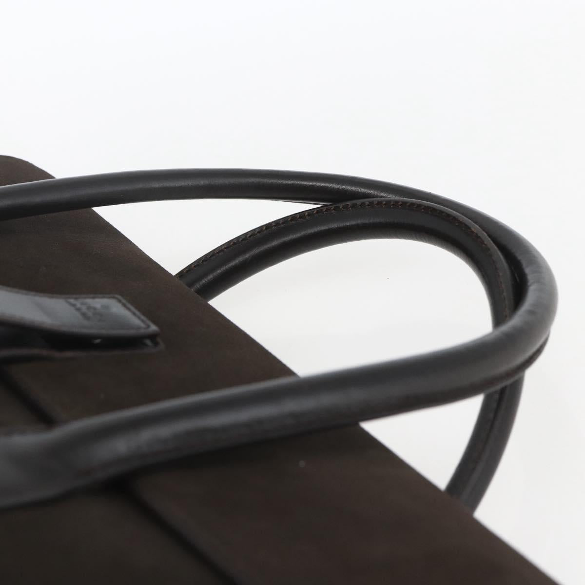 GUCCI Hand Bag Suede Brown Silver 000 0844 Auth 166700