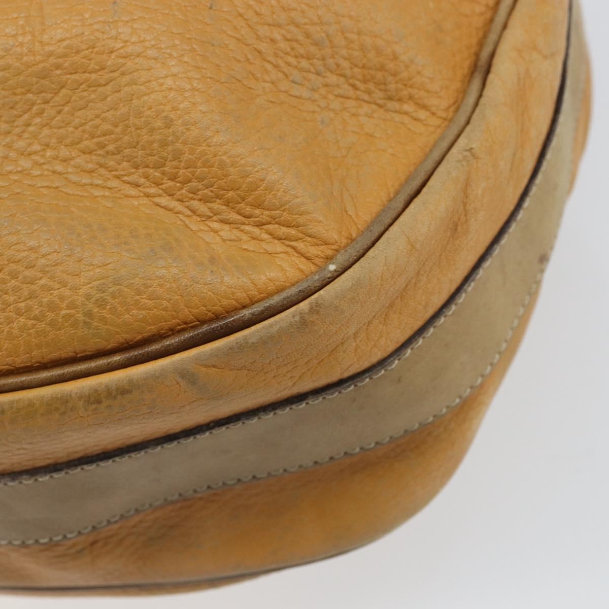 LOEWE Anagram Shoulder Bag Leather Beige Gold Auth 166705