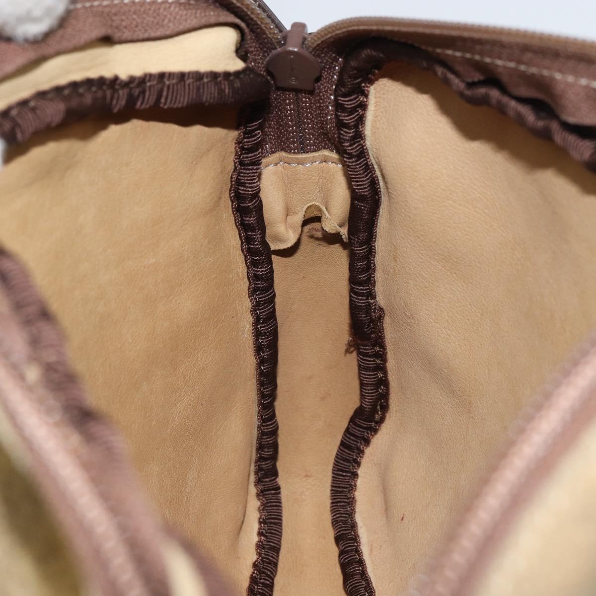 LOEWE Anagram Shoulder Bag Suede Beige Gold Auth 166706