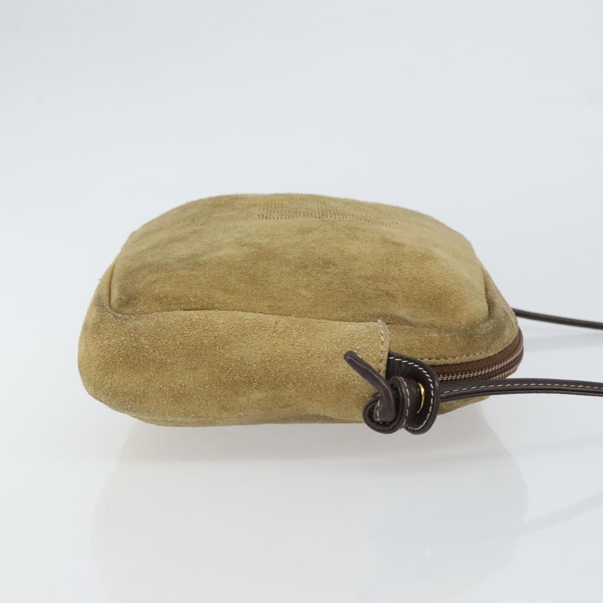 LOEWE Anagram Shoulder Bag Suede Beige Gold Auth 166706
