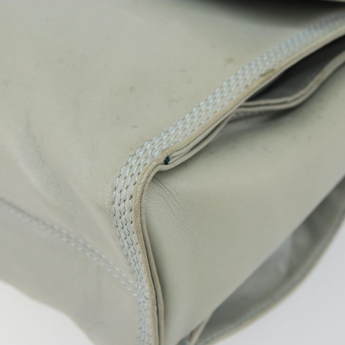 LOEWE Anagram Shoulder Bag Leather Gray Gold Auth 166708