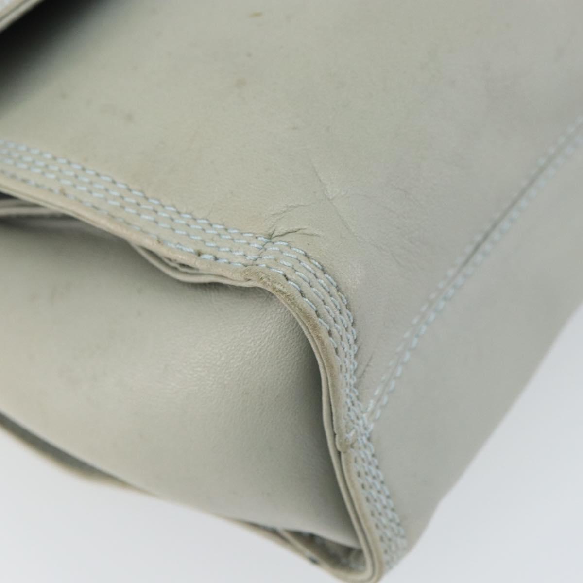 LOEWE Anagram Shoulder Bag Leather Gray Gold Auth 166708