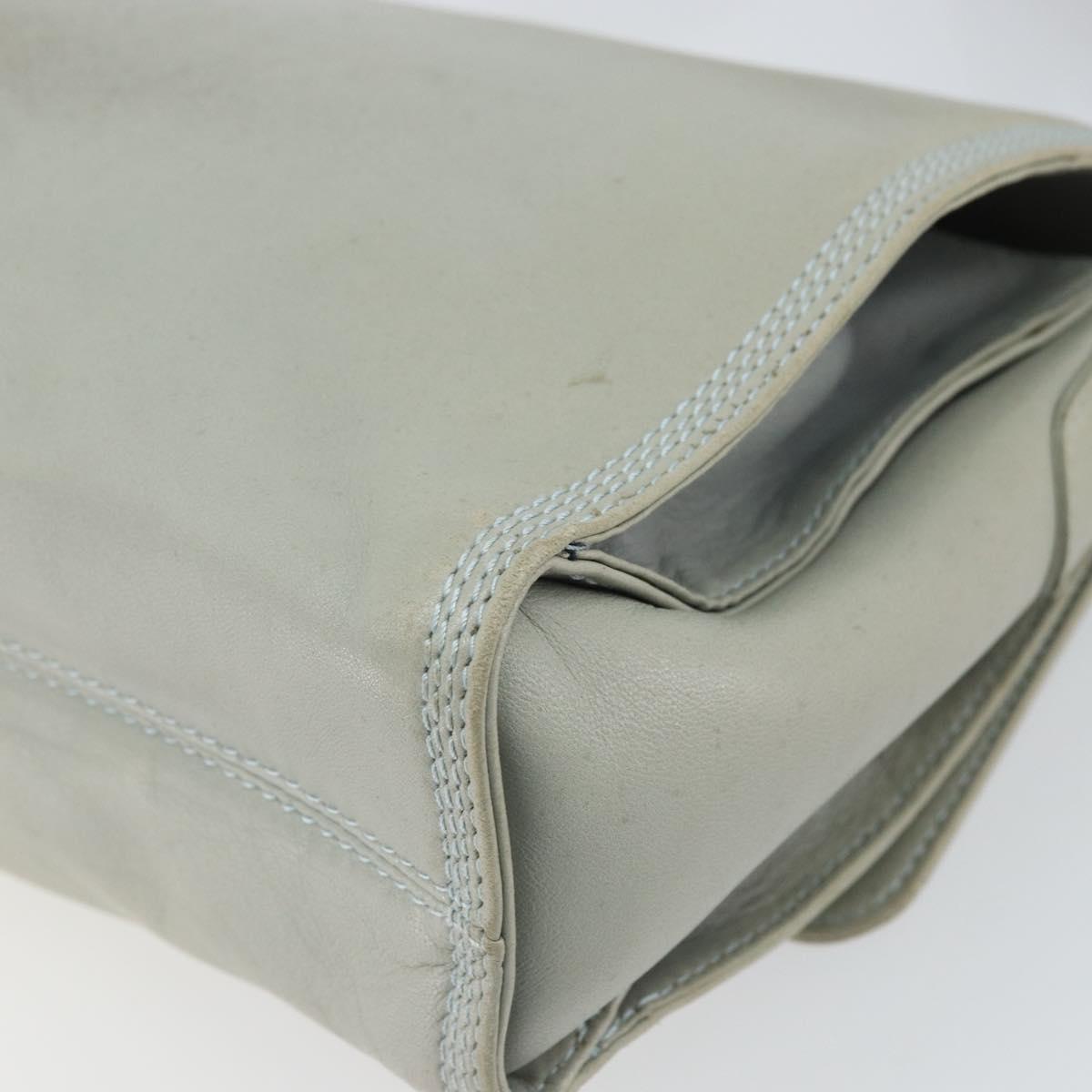 LOEWE Anagram Shoulder Bag Leather Gray Gold Auth 166708