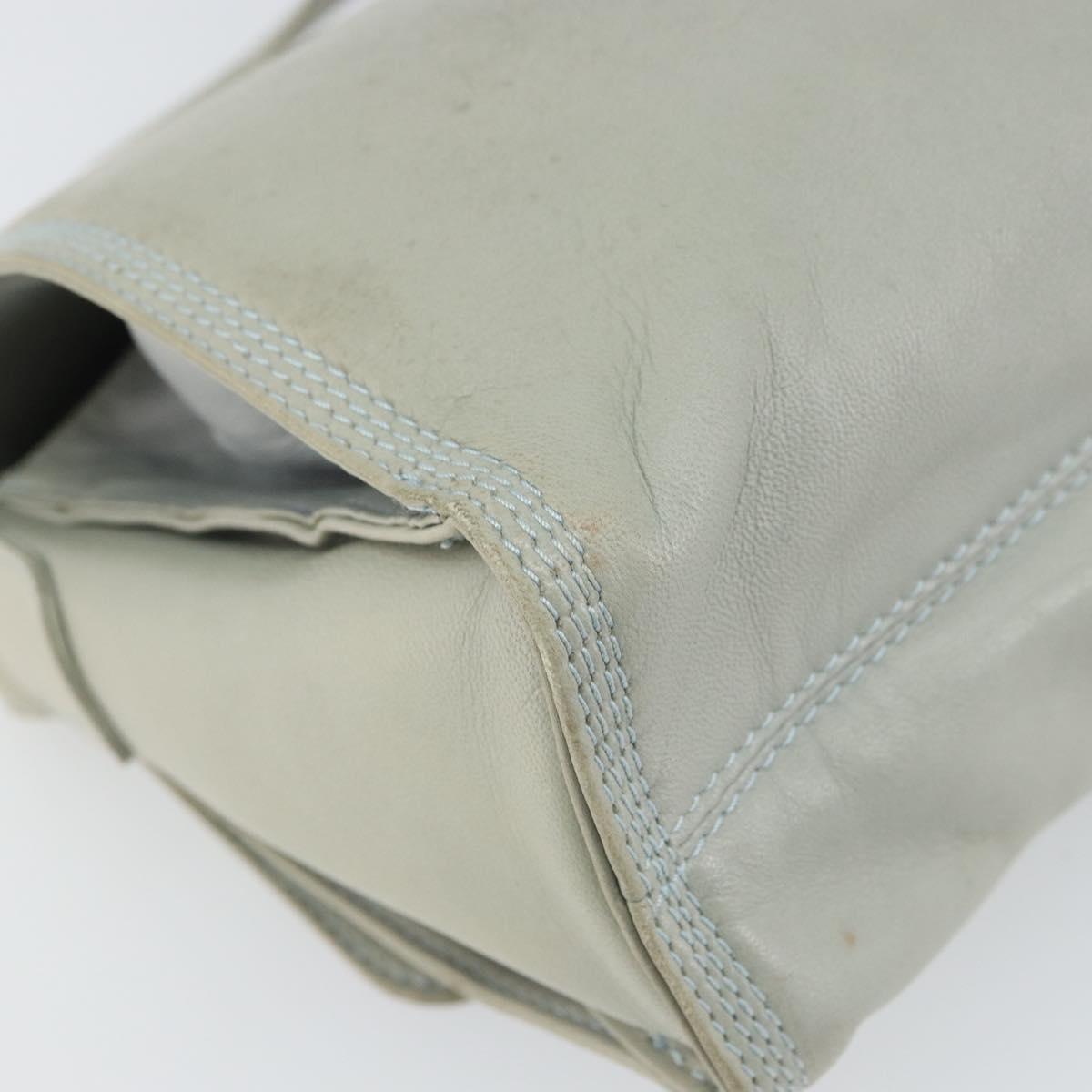 LOEWE Anagram Shoulder Bag Leather Gray Gold Auth 166708