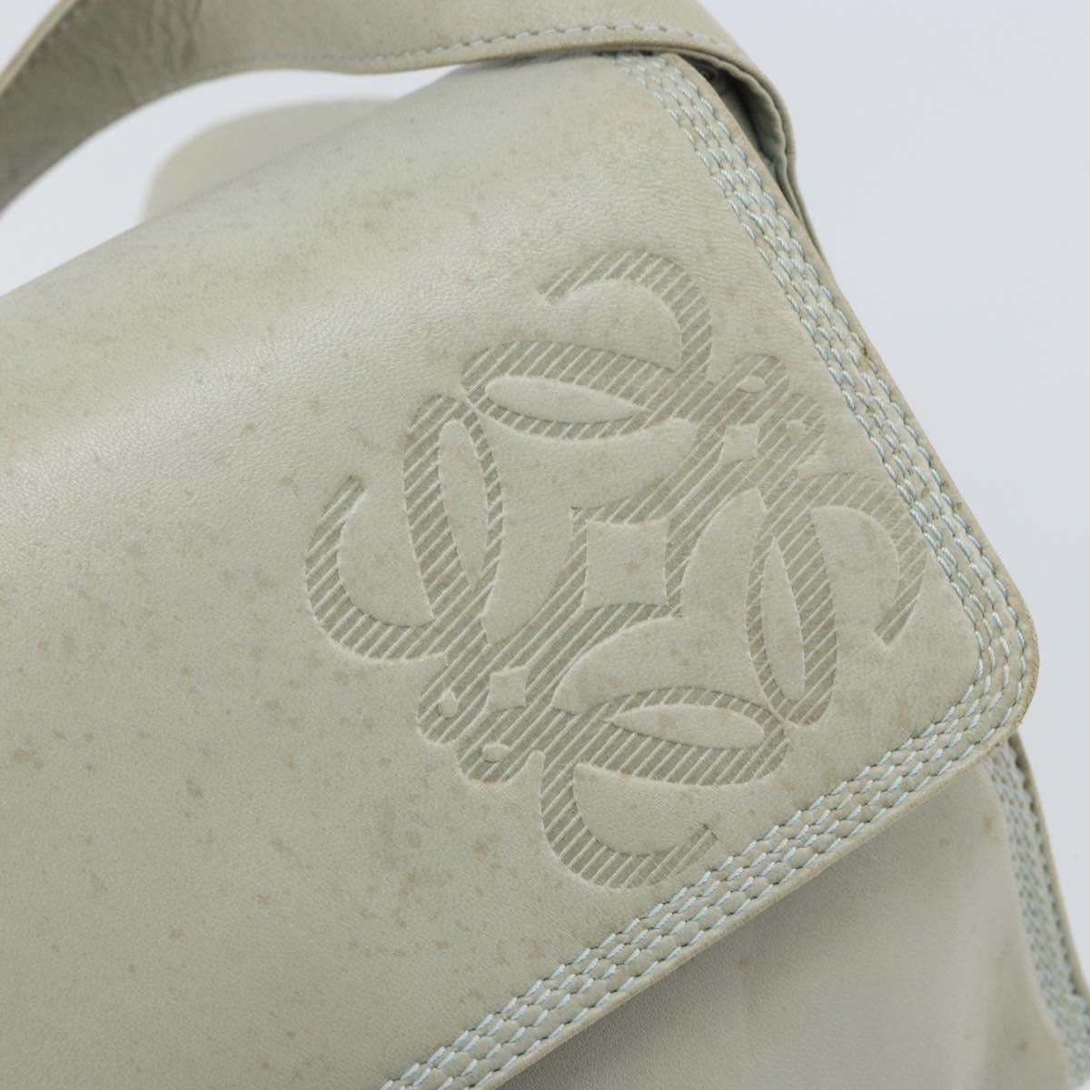 LOEWE Anagram Shoulder Bag Leather Gray Gold Auth 166708