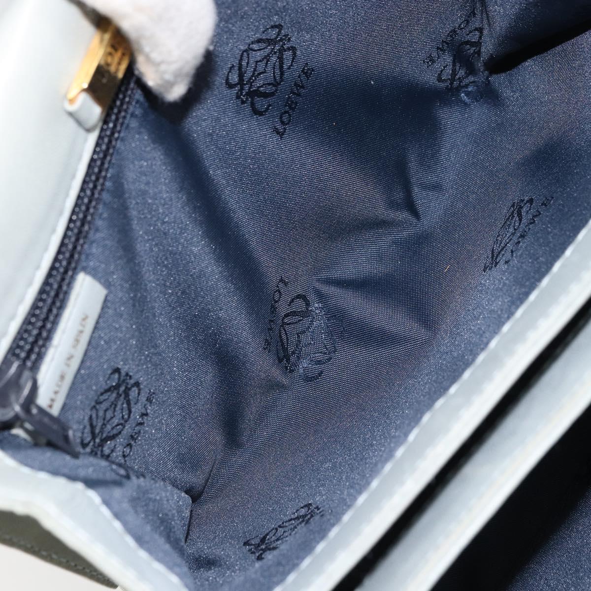 LOEWE Anagram Shoulder Bag Leather Gray Gold Auth 166708