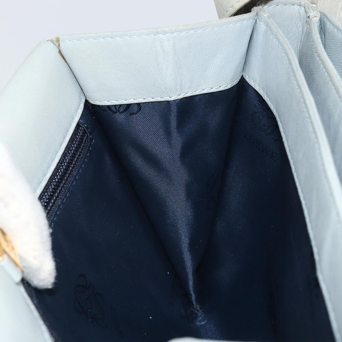 LOEWE Anagram Shoulder Bag Leather Gray Gold Auth 166708