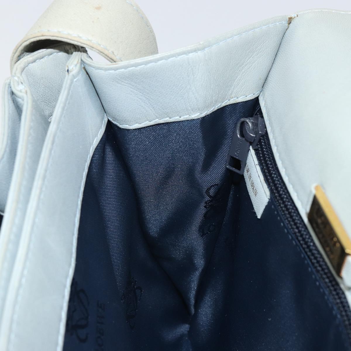 LOEWE Anagram Shoulder Bag Leather Gray Gold Auth 166708