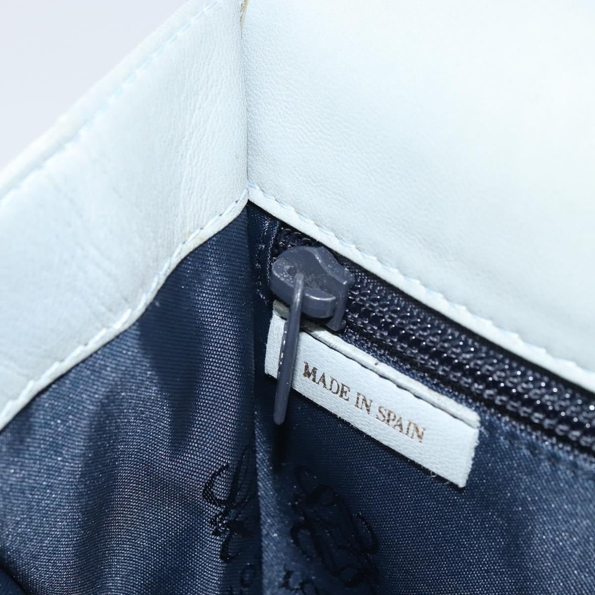 LOEWE Anagram Shoulder Bag Leather Gray Gold Auth 166708