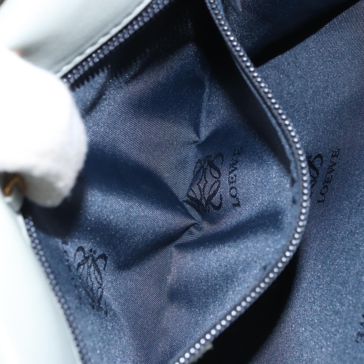 LOEWE Anagram Shoulder Bag Leather Gray Gold Auth 166708