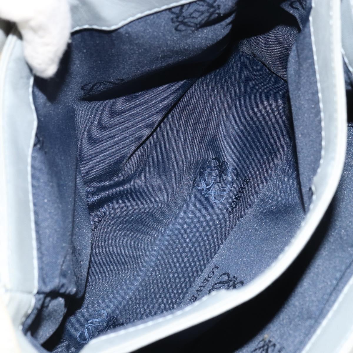 LOEWE Anagram Shoulder Bag Leather Gray Gold Auth 166708