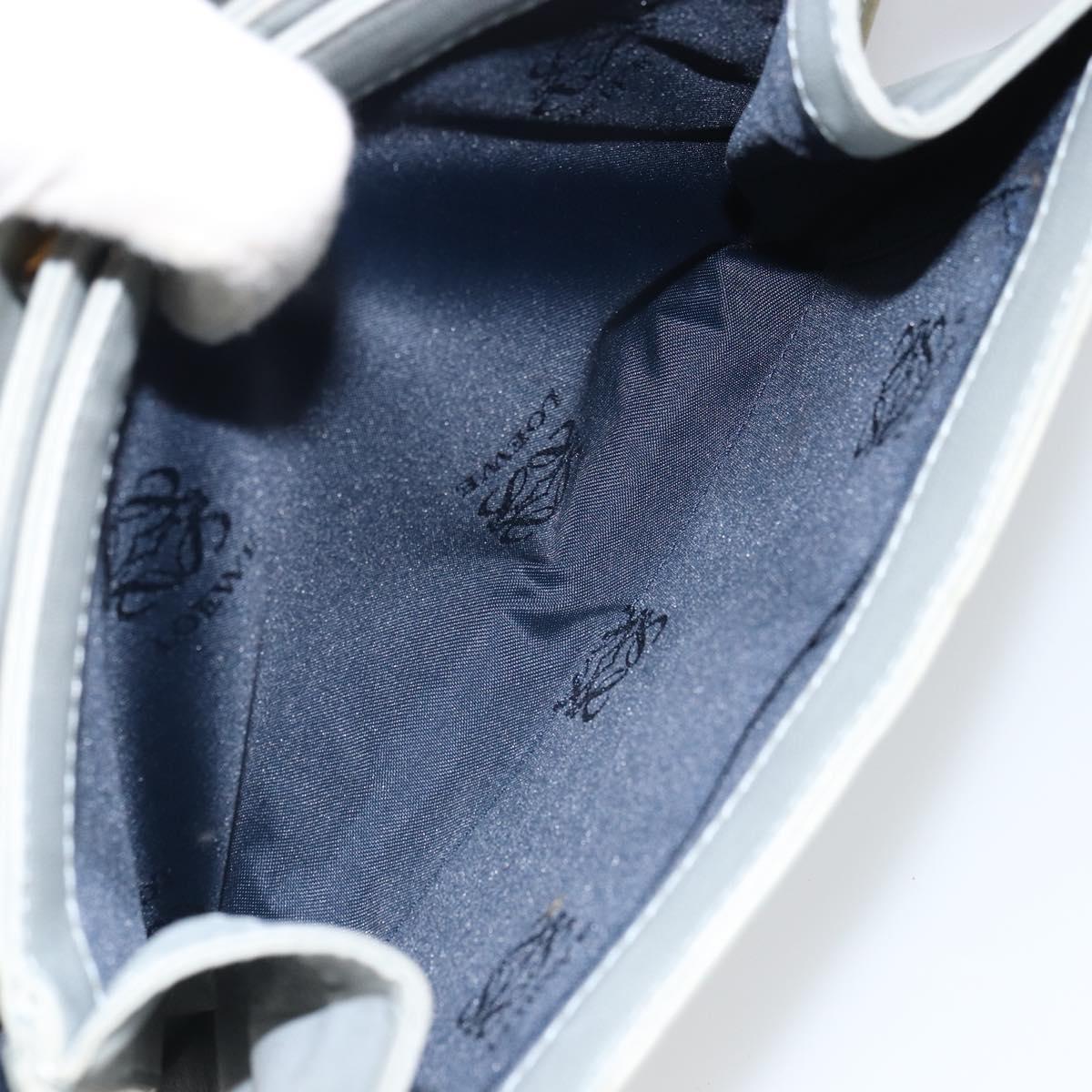 LOEWE Anagram Shoulder Bag Leather Gray Gold Auth 166708