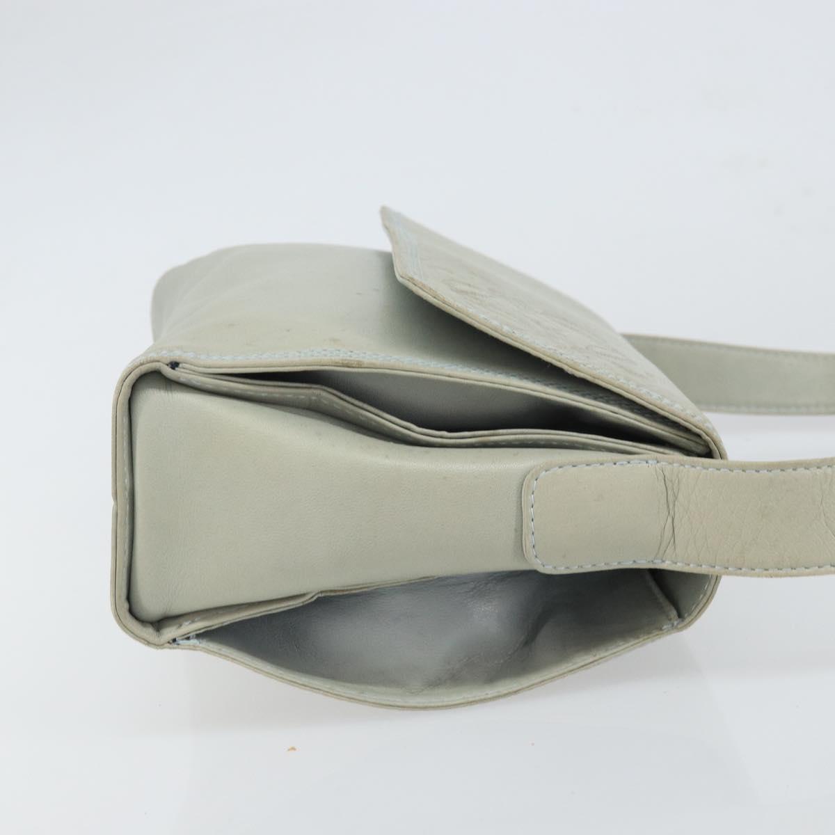 LOEWE Anagram Shoulder Bag Leather Gray Gold Auth 166708