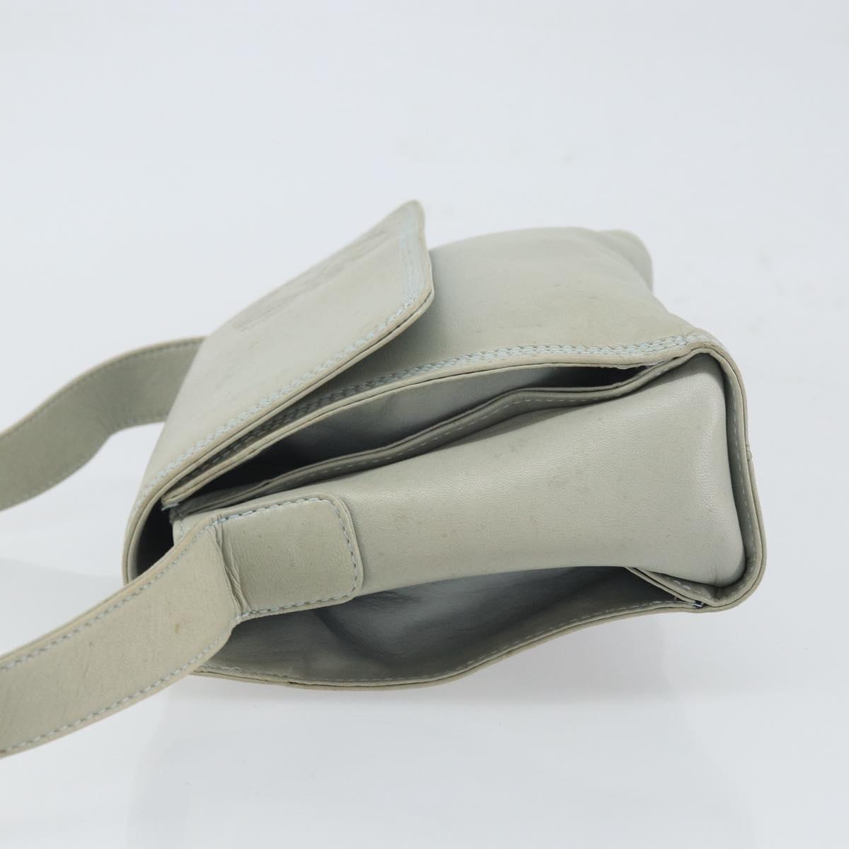 LOEWE Anagram Shoulder Bag Leather Gray Gold Auth 166708