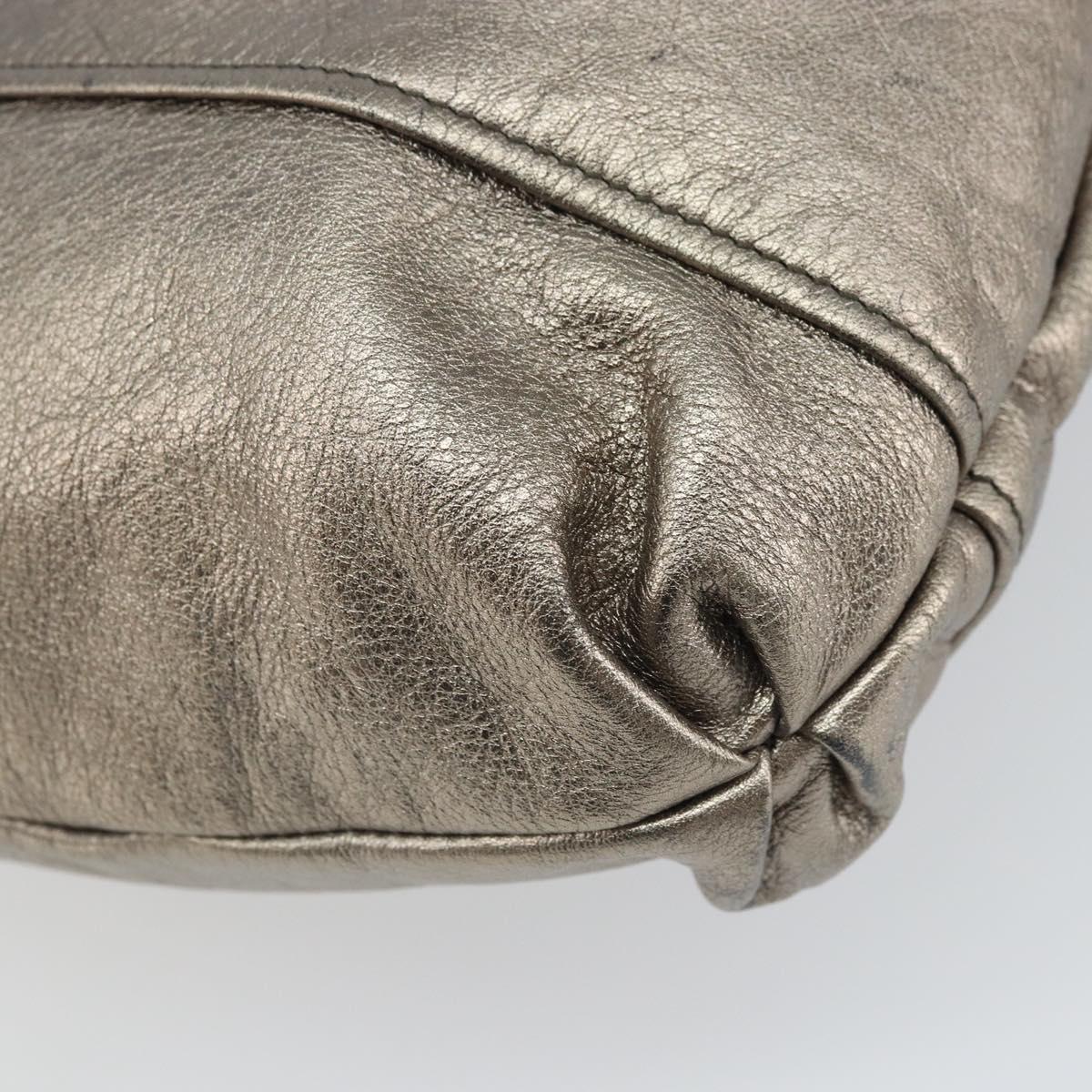 Salvatore Ferragamo Gancini Shoulder Bag Leather Gold Auth 166709